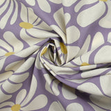 Coton imprimé flower rétro fond lilas