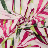Maille plissée satinée soleil levant vert et rose