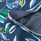 Sweatshirt with blue and green flowers on navy background