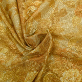 Maille polyester lamé fleurs sauvage doré