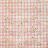Cotton Vichy embroidered pastel pink background