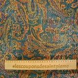 Jacquard polyester lamé cachemire orange et violet fond canard