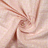 Cotton Vichy embroidered pastel pink background