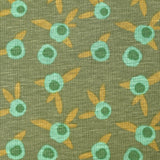 Summer buds soft toy sweatshirt in water green and ocher khaki background