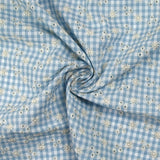 Cotton Vichy Seersucker embroidered blue sky background