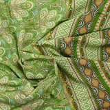 Viscose imprimée paon impérial beige fond vert