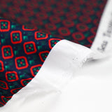 Silk satin printed naples red diamonds background marine