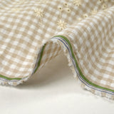 Cotton Vichy Seersucker embroidered Grège background