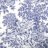 Coton imprimé toile de jouy bleu
