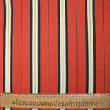Coton imprimé rayé Simon fond rouge