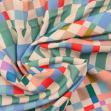 Colorful checkerboard printed viscose