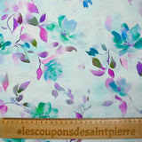 Viscose imprimée givre de fleurs fond ciel