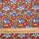 Coton liberty ® Archive Tulip fond rouge au mètre