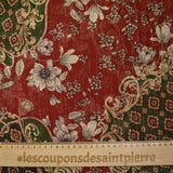 Mousseline crinkle imprimée lurex baroque vert et rouge