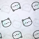 Kawai chat printed cotton white background