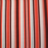 Polyester voile printed with coral, off-white and mahogany stripes