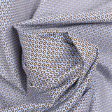 Popeline polycoton imprimée fantaisie bleu et marron