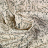 Cotton printed girl and small pony beige background