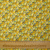 Georgette crepe printed with duck and yellow flowers