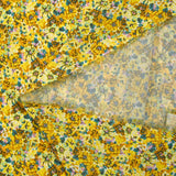 Georgette crepe printed with duck and yellow flowers