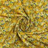 Georgette crepe printed with duck and yellow flowers
