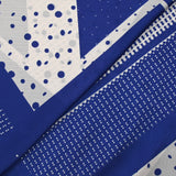 Mousseline crinkle satinée imprimée pois graphique blanc et bleu roi