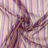Mousseline crinkle 100% soie imprimée rayure violet et jaune