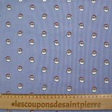 Woven cotton tackle printed Santa Claus White and blue background