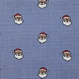 Woven cotton tackle printed Santa Claus White and blue background