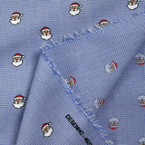 Woven cotton tackle printed Santa Claus White and blue background