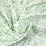 Cotton printed arc from green flower white background broken