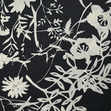 Coton tissé aspect lin imprimé ombre florale fond bleu nuit