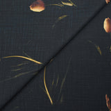 Cotton woven appearance Linen printed shadow of tulips black background
