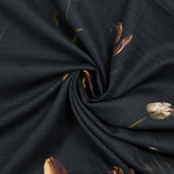 Cotton woven appearance Linen printed shadow of tulips black background