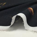 Cotton woven appearance Linen printed shadow of tulips black background
