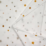 Soft jersey printed pea and stars broken white background