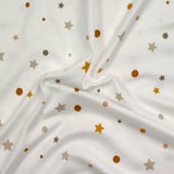 Soft jersey printed pea and stars broken white background