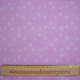 Jersey tout doux imprimé petits cœurs fond violet