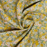Coton liberty ® Leontyne Dream jaune et vert au mètre
