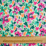 Martina printed cotton Flowers Fuchsia and green fancy flowers per meter