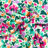 Martina printed cotton Flowers Fuchsia and green fancy flowers per meter