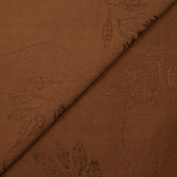 Crepe de viscosa Lily bordado follaje marrón avellana