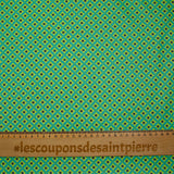 Popeline enduite imprimée fleur losange citron fond vert