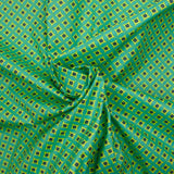 Popeline enduite imprimée fleur losange citron fond vert