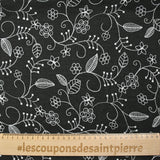 Twill of polyester embroidered soil black background