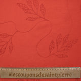 Crêpe viscose Lily brodé feuillage rouge