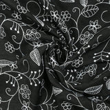 Twill of polyester embroidered soil black background