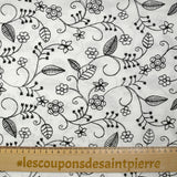 Twill de polyester brodé Solène fond blanc