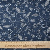 Twill of embroidered polyester ground background navy