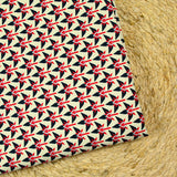 Cotton and viscose graphic print with red ecru background